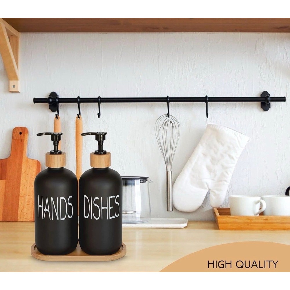 Hands & Dishes Soap Dispenser Set with Bamboo Tray - Picture 2 of 5